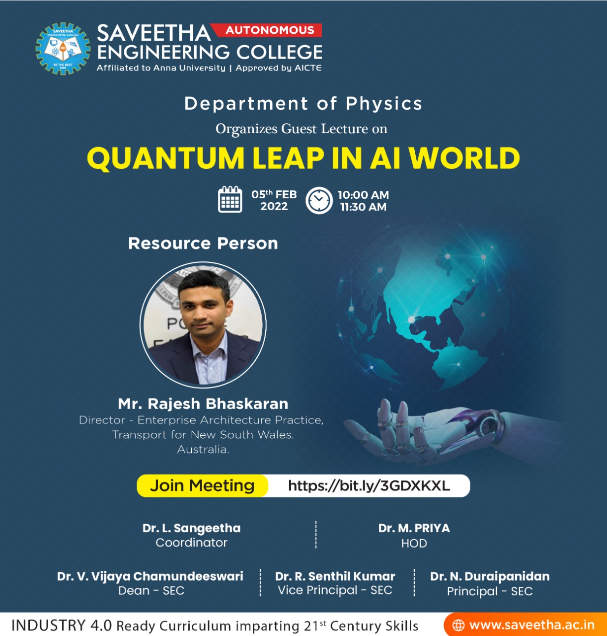 Webinar conducted by department Physics of Saveetha Engineering College