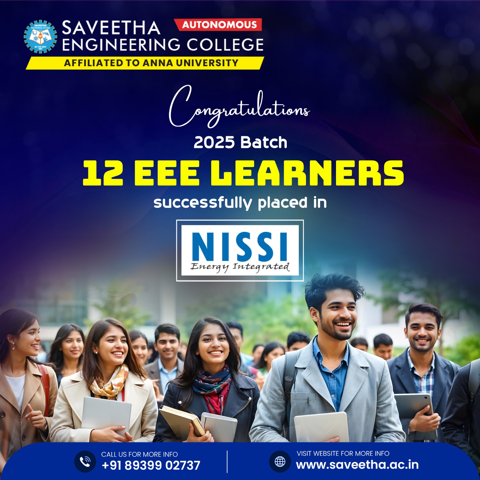 12 EEE 2025 Batch students placed in NISSI