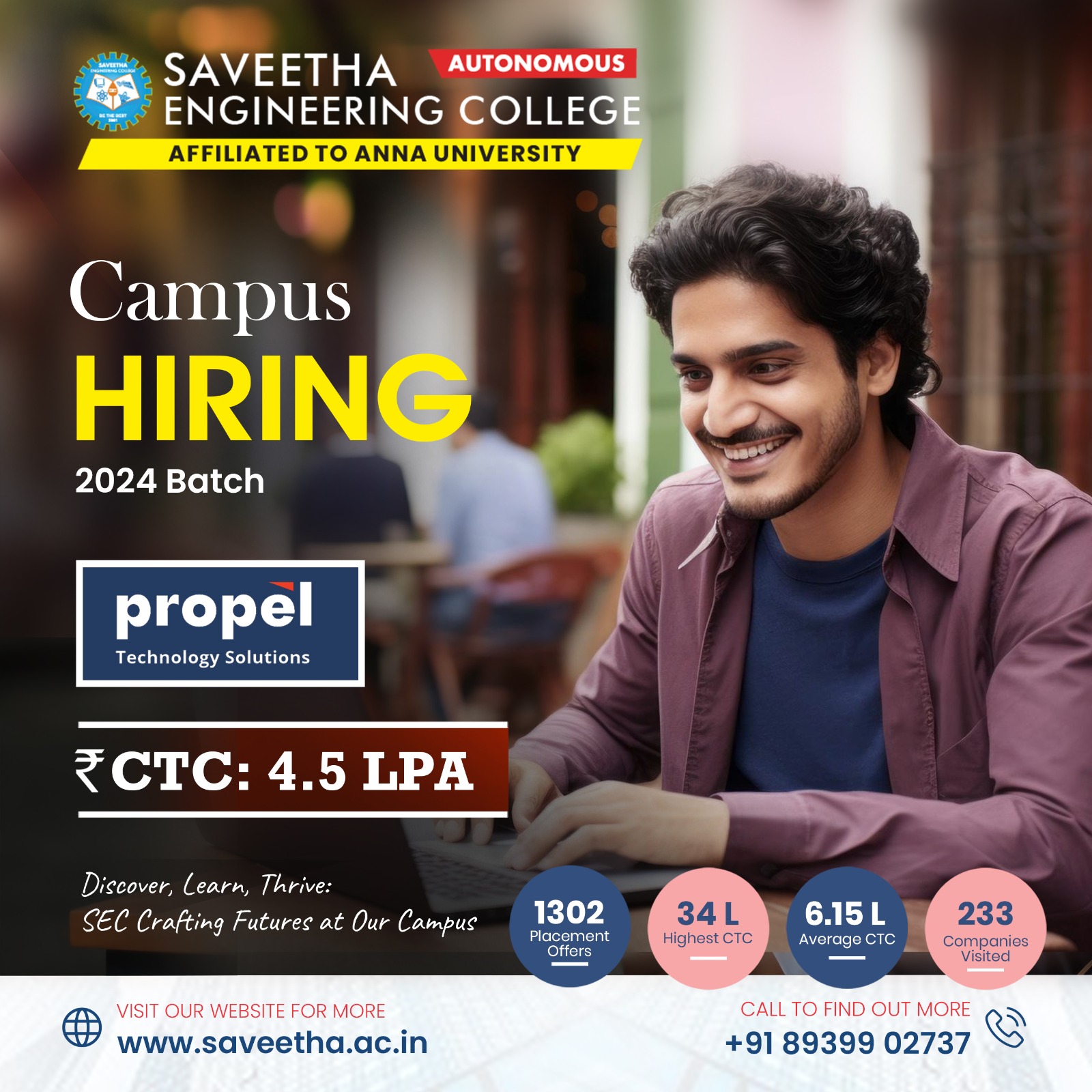 Propel Campus Hiring at Saveetha Engineering College