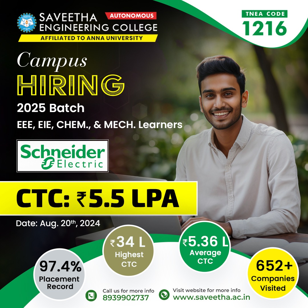 Schneider Electric Campus Hiring at Saveetha Engineering College