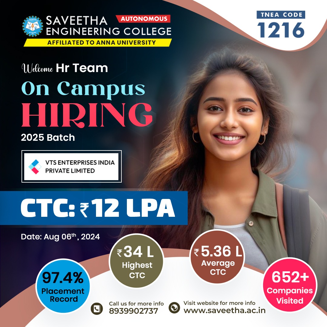 VTS Enterprise Placment Drive 2024 at Saveetha Engineering College Autonomous 2